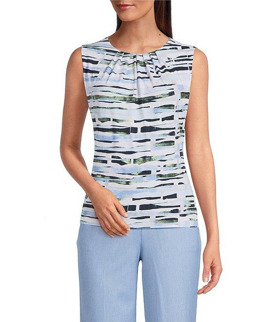 Calvin Klein Printed Sleeveless Pleat Neck Cami Product Image