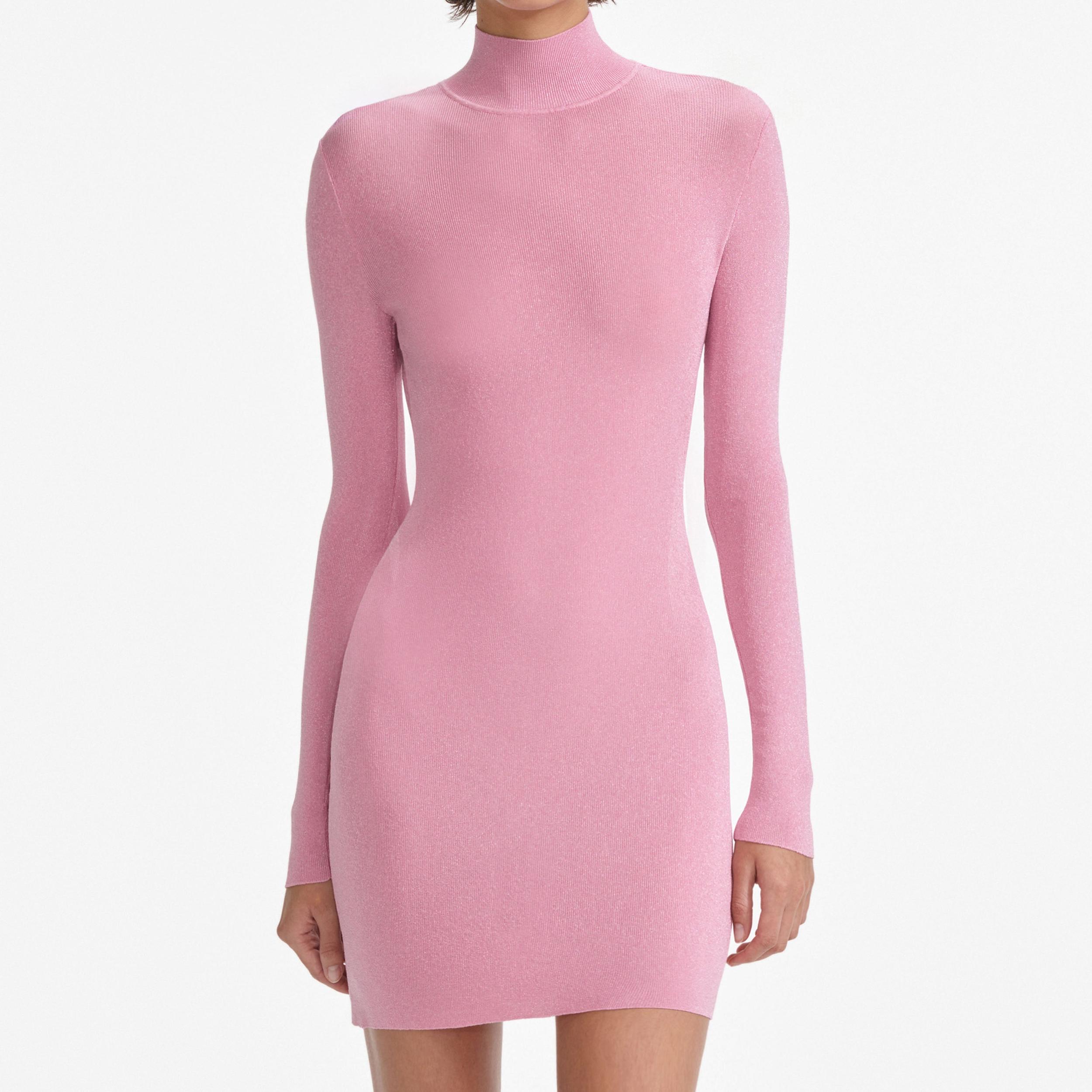 Pink Viscose Knit Mini Dress Product Image