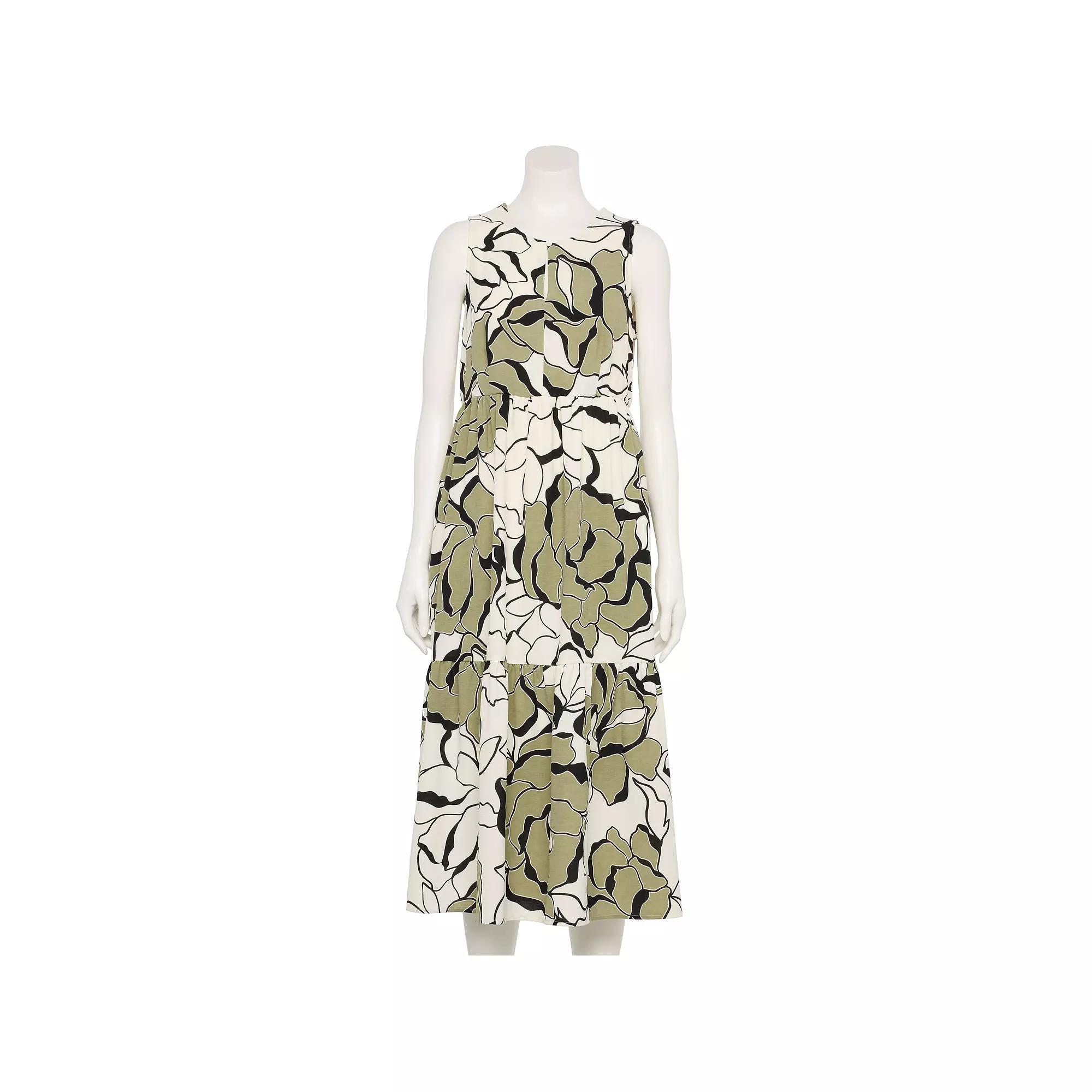 Women's Nine West Adaptive Tiered Maxi Dress, Size: XS, Green Crystal Bloom Product Image