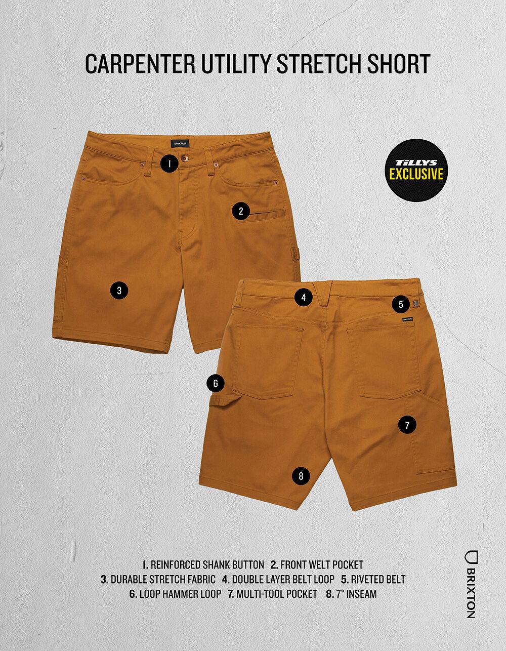 BRIXTON Carpenter Utility Stretch Mens Shorts - BROWN GOLD Product Image
