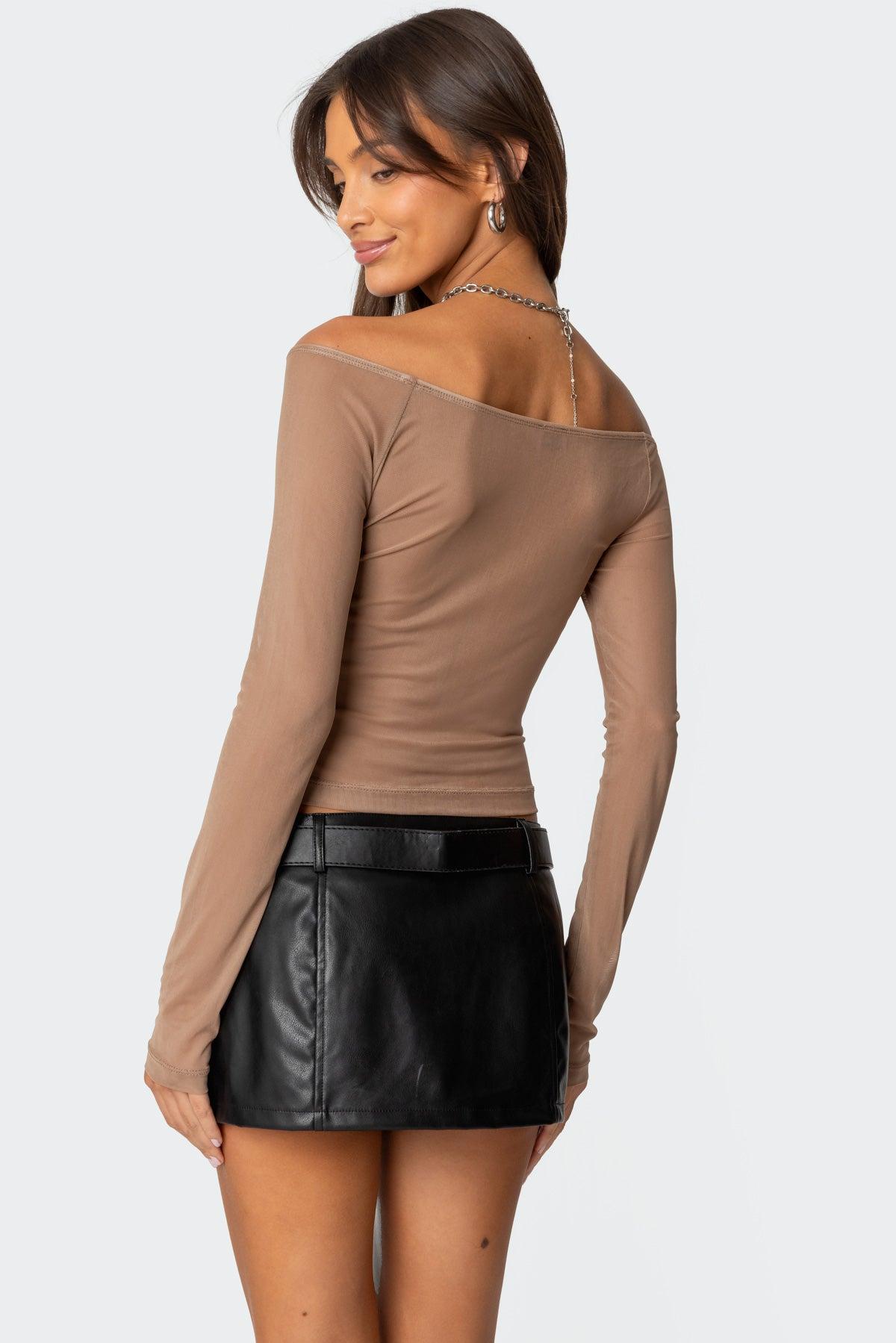 Lilyan Rhinestone Sheer Mesh Top Product Image