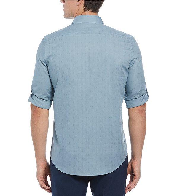 Perry Ellis Untucked Dobby Roll Sleeve Woven Shirt Product Image