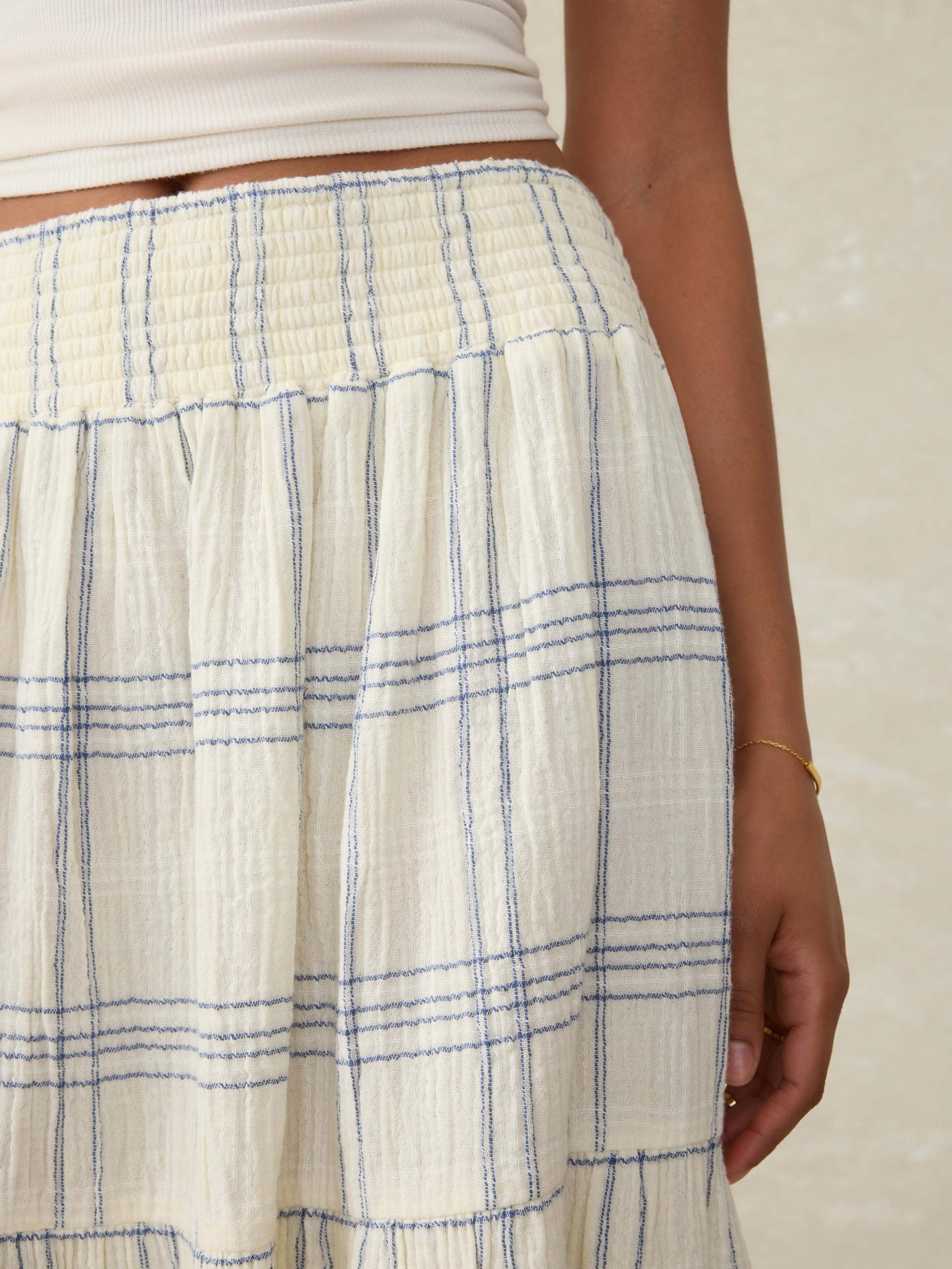 Dune Cotton Gauze Woodstock Skirt - Blue Cove Plaid Female Product Image