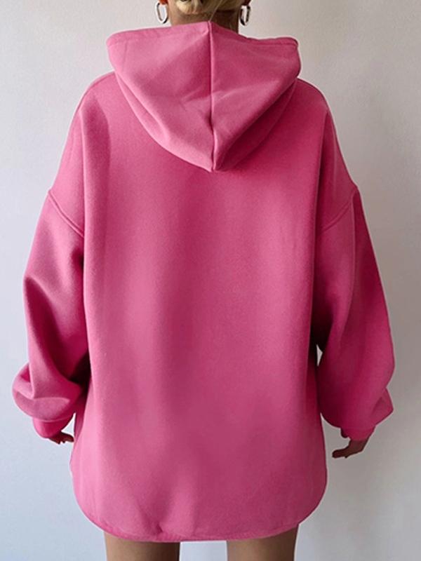 Contrast Color Letter Print Oversized Hoodie Product Image