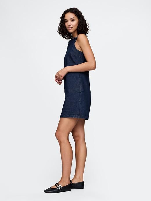 Square-Neck Denim Mini Dress Product Image