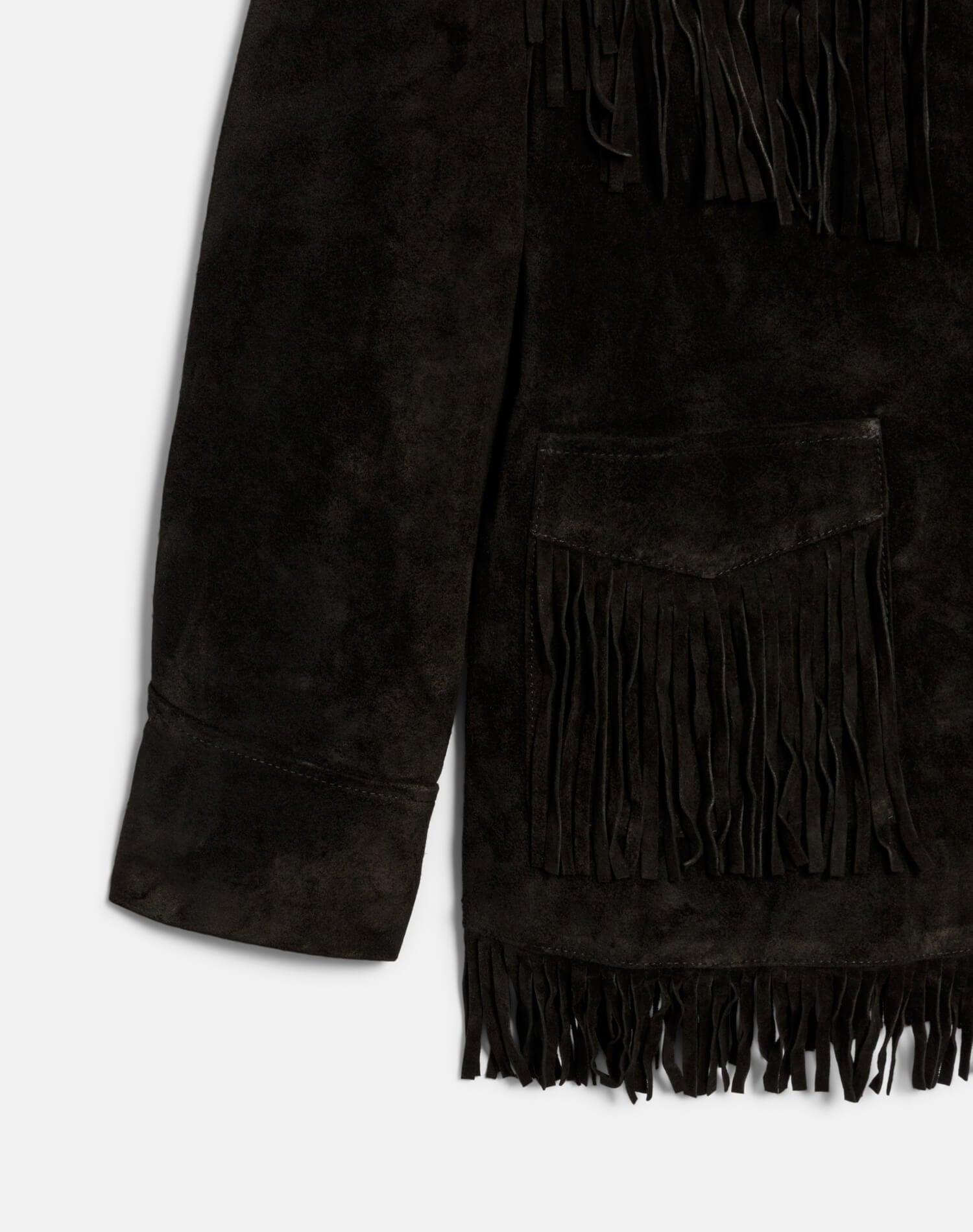 Suede Fringe Jacket - Black Product Image