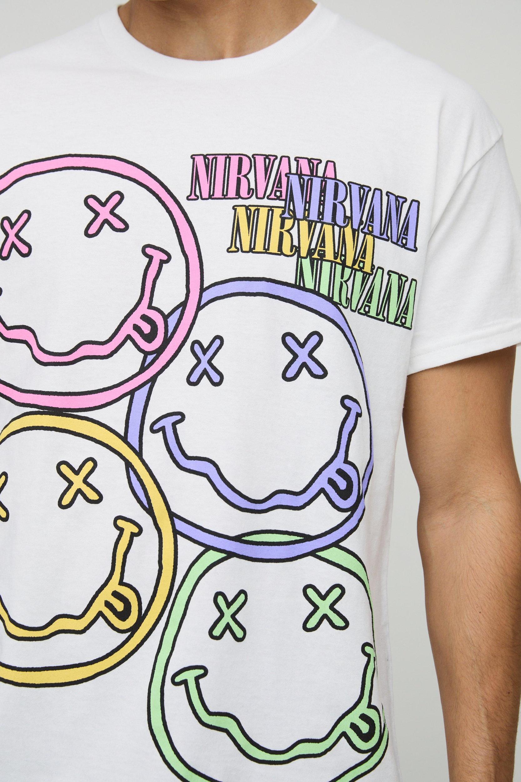 Regular Fit Nirvana Faces License Graphic T Shirt | boohooMAN USA Product Image