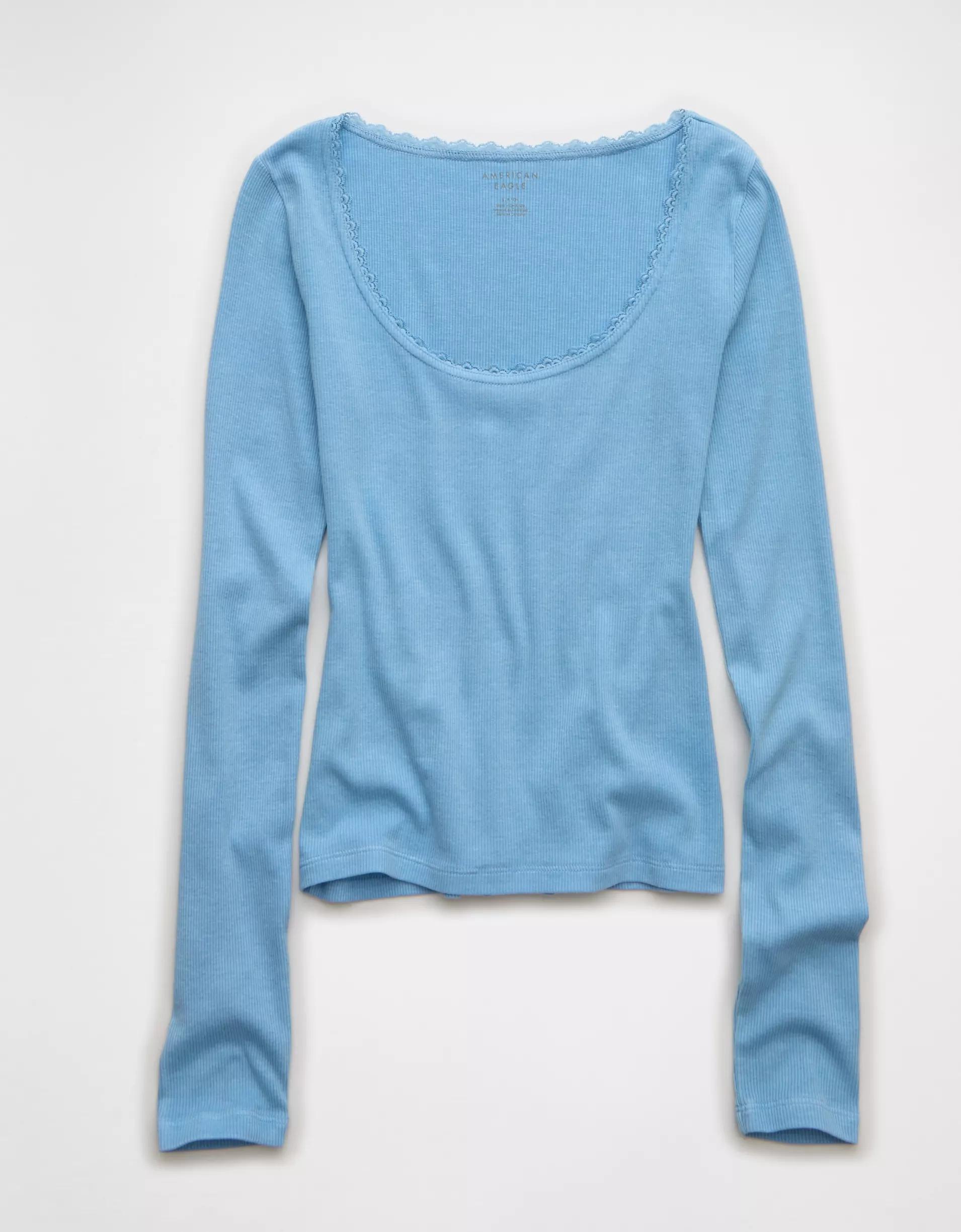 AE Lace-Trim Long Sleeve T-Shirt Product Image