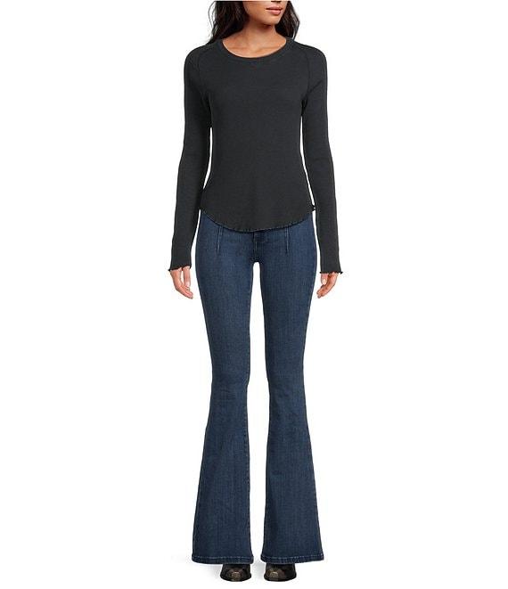 Free People We The Free Easy Does It Waffle Knit Crew Neck Long Sleeve Tee Shirt Product Image