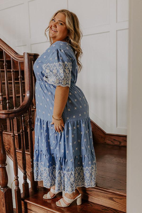 Sunday Brunch Floral Embroidered Midi Dress Curves Product Image