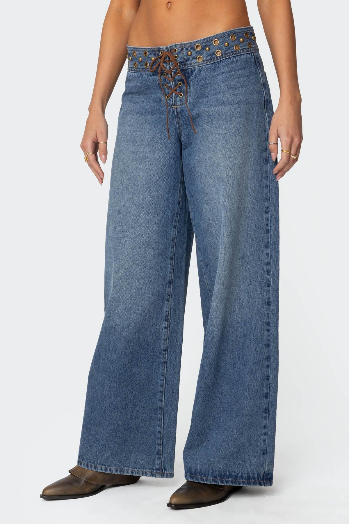 Stud & Grommet Low Rise Jeans Product Image