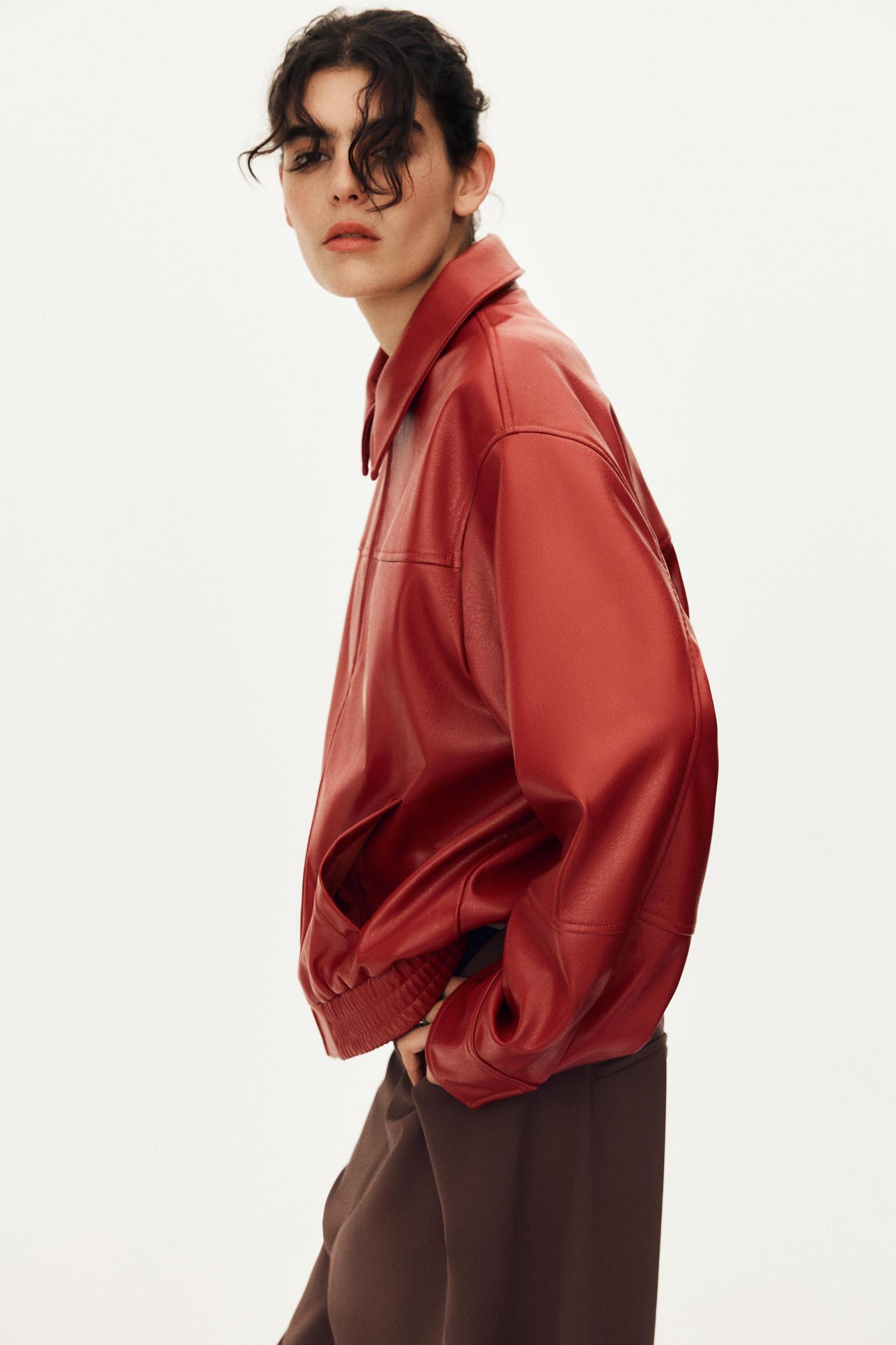 FAUX LEATHER BOMBER JACKET Product Image