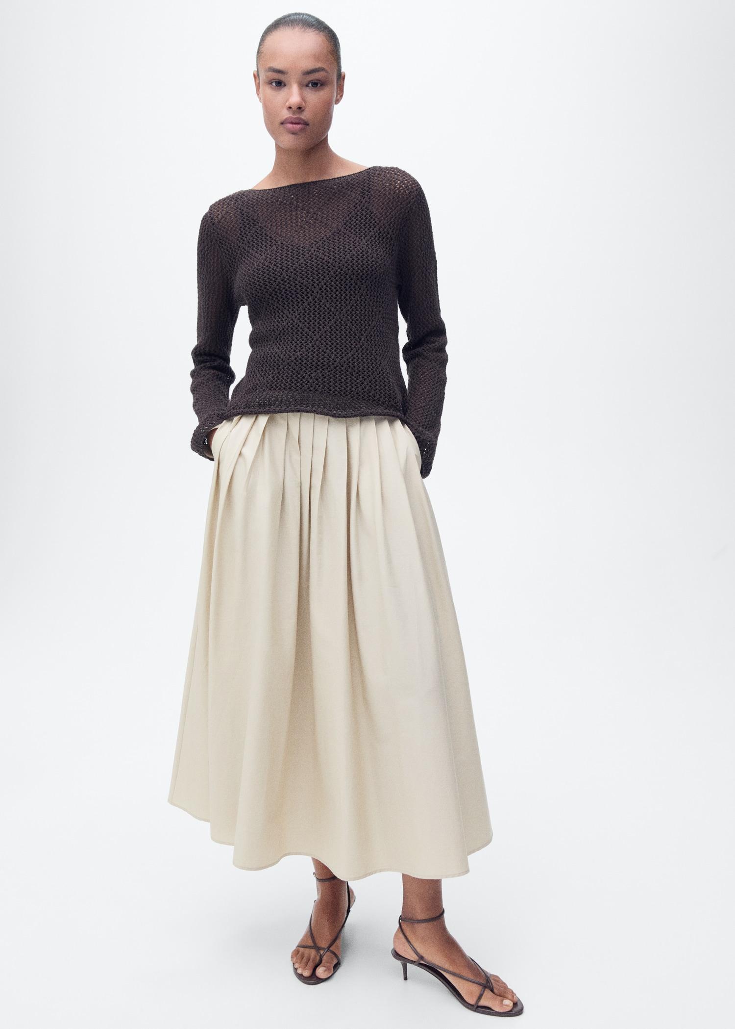 Flared skirt with pleated detail - Women | MANGO USA Product Image