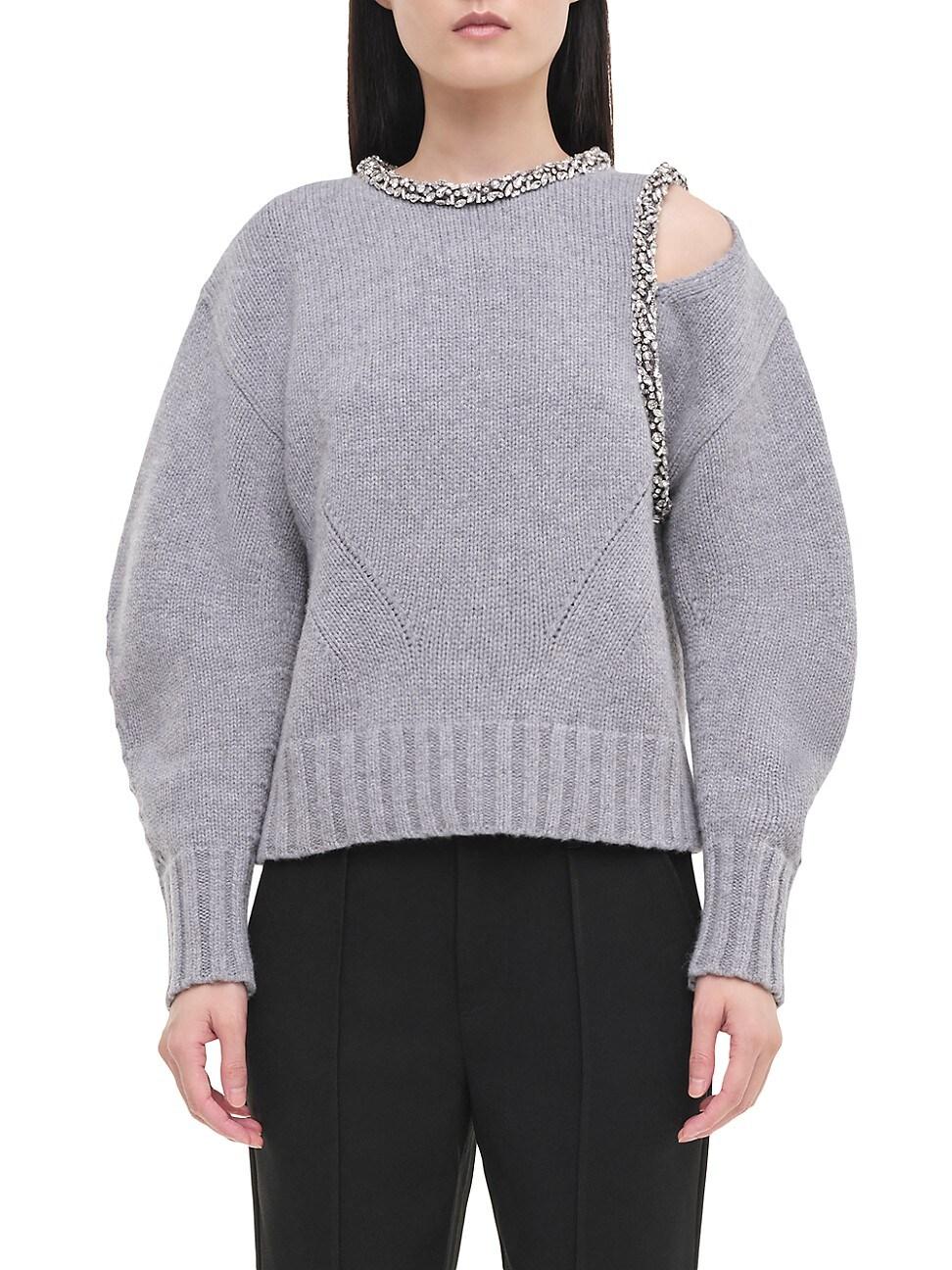 Womens Monroe Crystal-Embellished Wool-Cashmere Crewneck Sweater Product Image