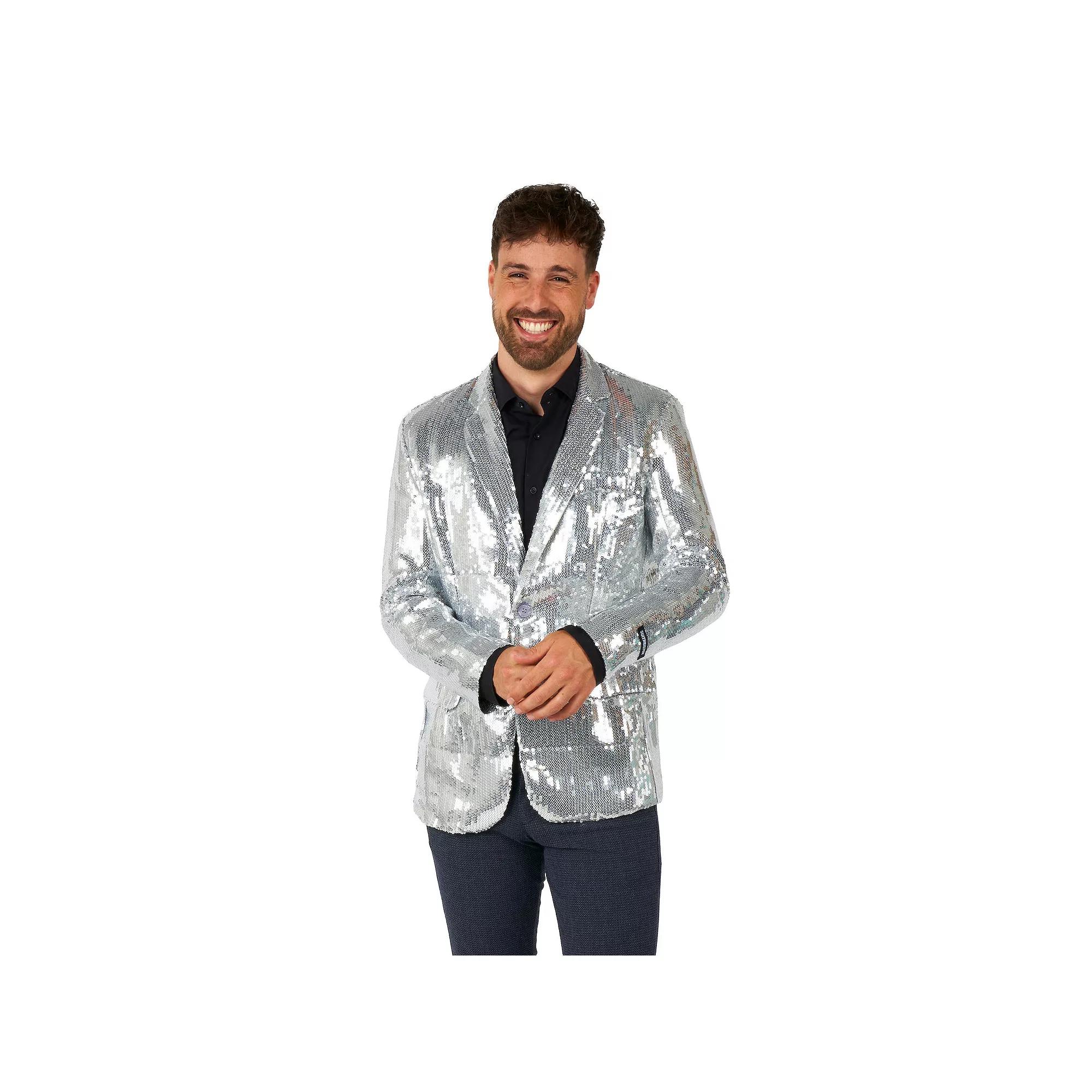 Men's Suitmeister Silver-Tone Sequin Novelty Blazer by OppoSuits, Size: Small Product Image