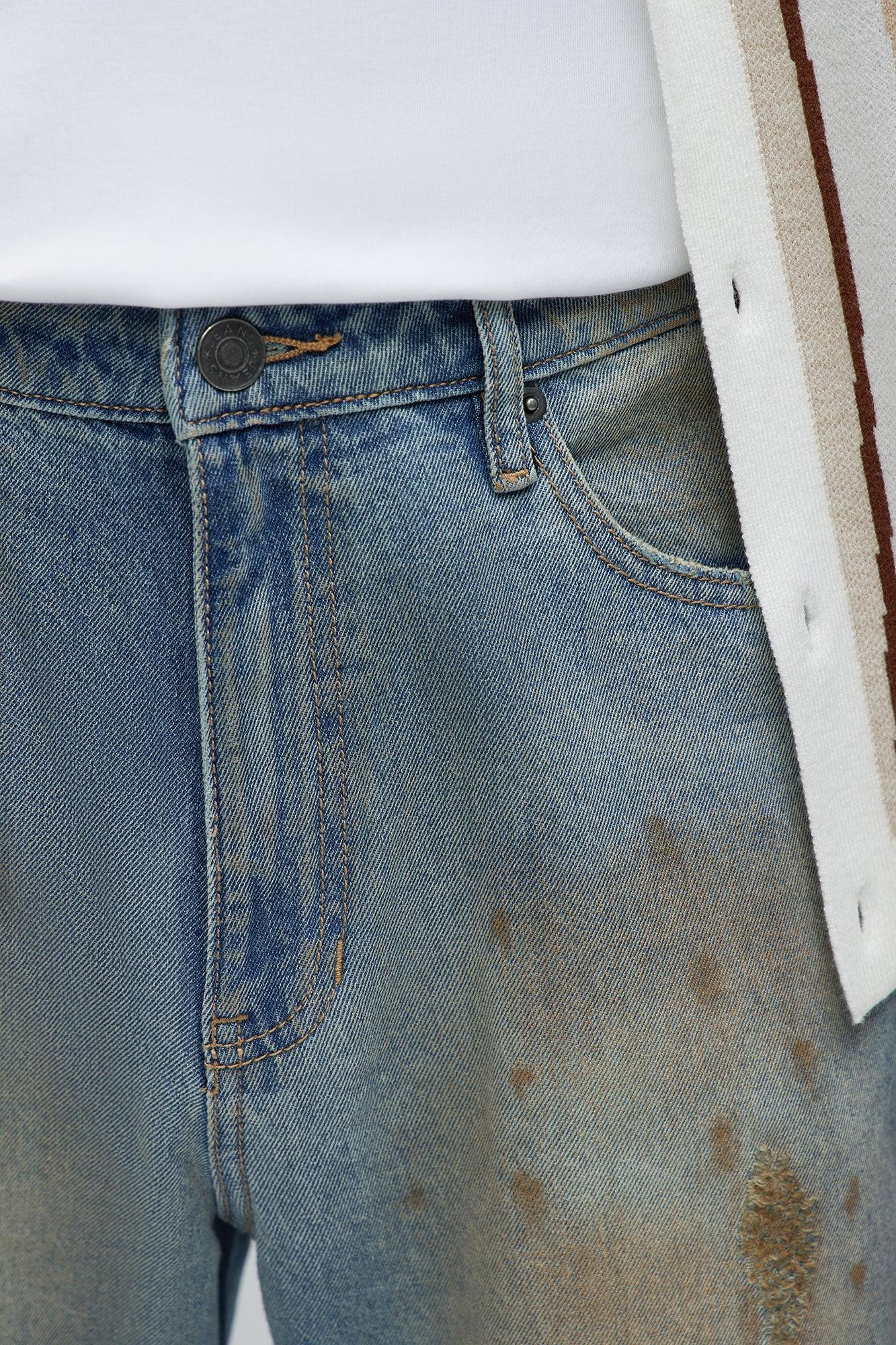 Stacked Slim Flare Play Dirty Distressed Jeans - Vintage Blue Wash Product Image