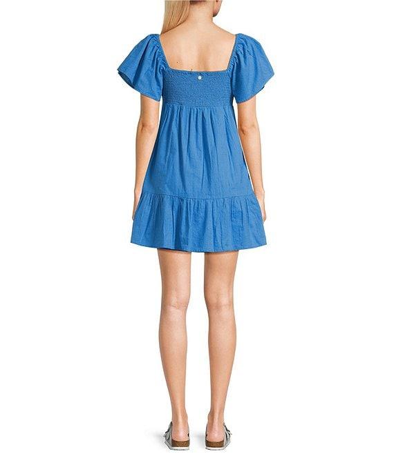 Roxy Salty Breeze Flutter Sleeve Babydoll Mini Dress Product Image