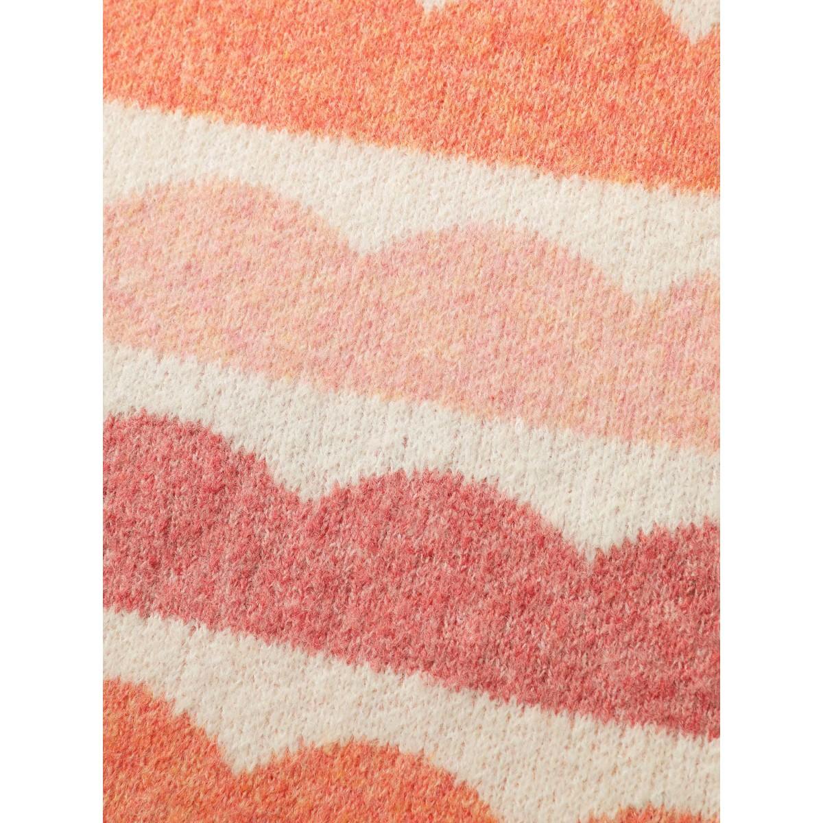 Plus Size Cloudy Stripes Contrast Balloon Sleeve Pullover Crepe Women Playful Loose Long Sleeve Boat Neck Casual Pullovers BloomChic 28/5X Product Image