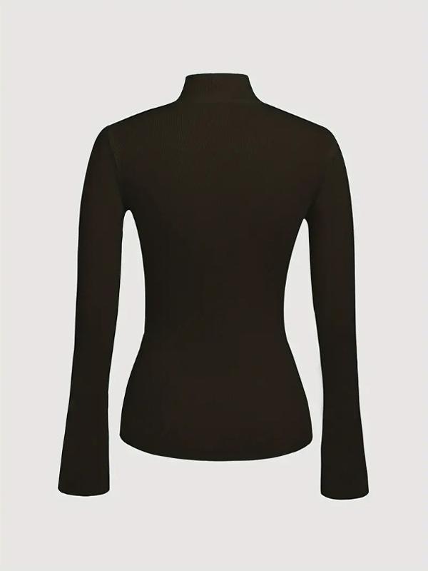Long Sleeves Asymmetric Split-front Split-Joint V-neck Sweater Tops Product Image