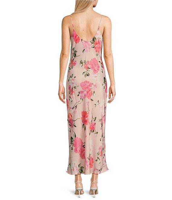 Evolutionary Rose Print Cowl Neck Sleeveless Slip Dress Product Image