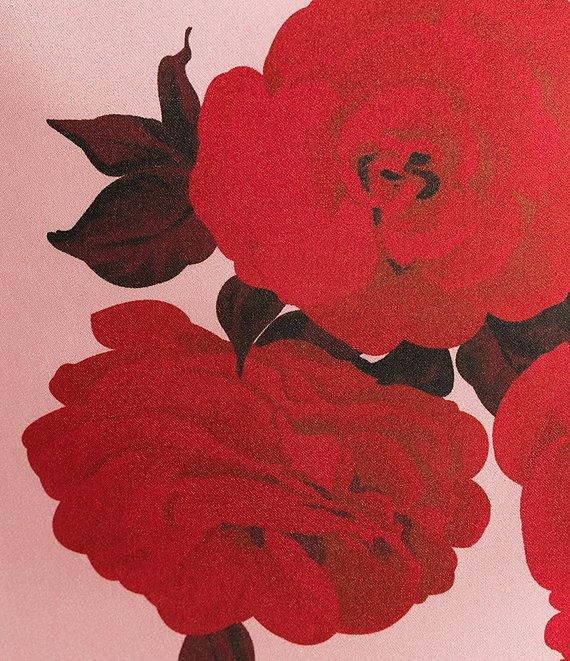 B. Darlin Floral Satin Spaghetti Strap Sweetheart-Neck Fitted Midi Dress Product Image