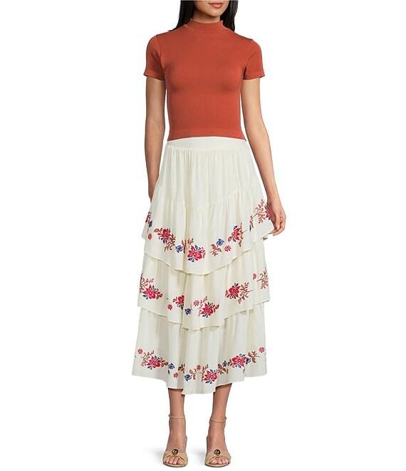 C&V Chelsea & Violet Mock Neck Seamless Knit Crop Top Product Image