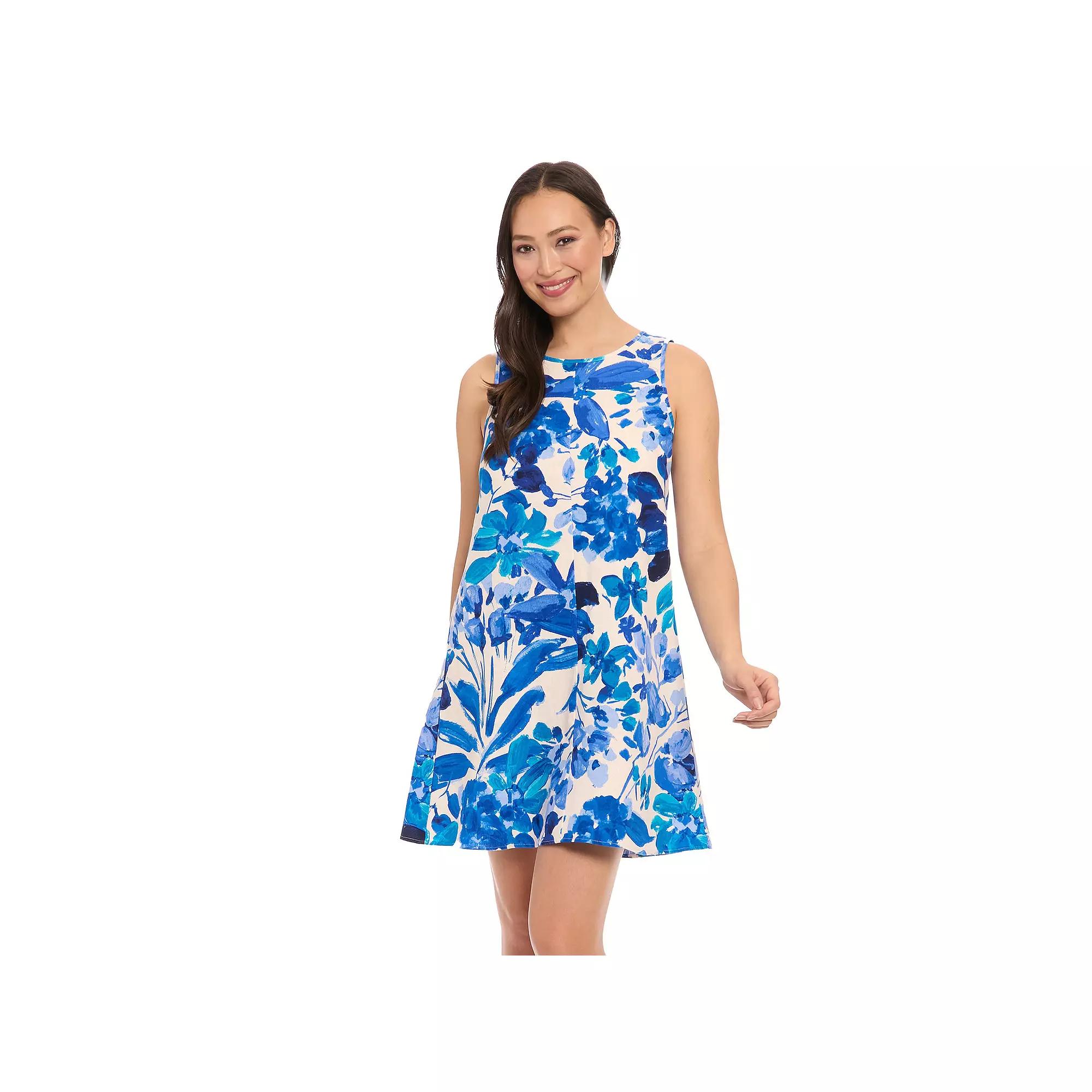 Women's London Times Sleeveless A-Line Swing Dress, Size: Large, Blue Team Product Image