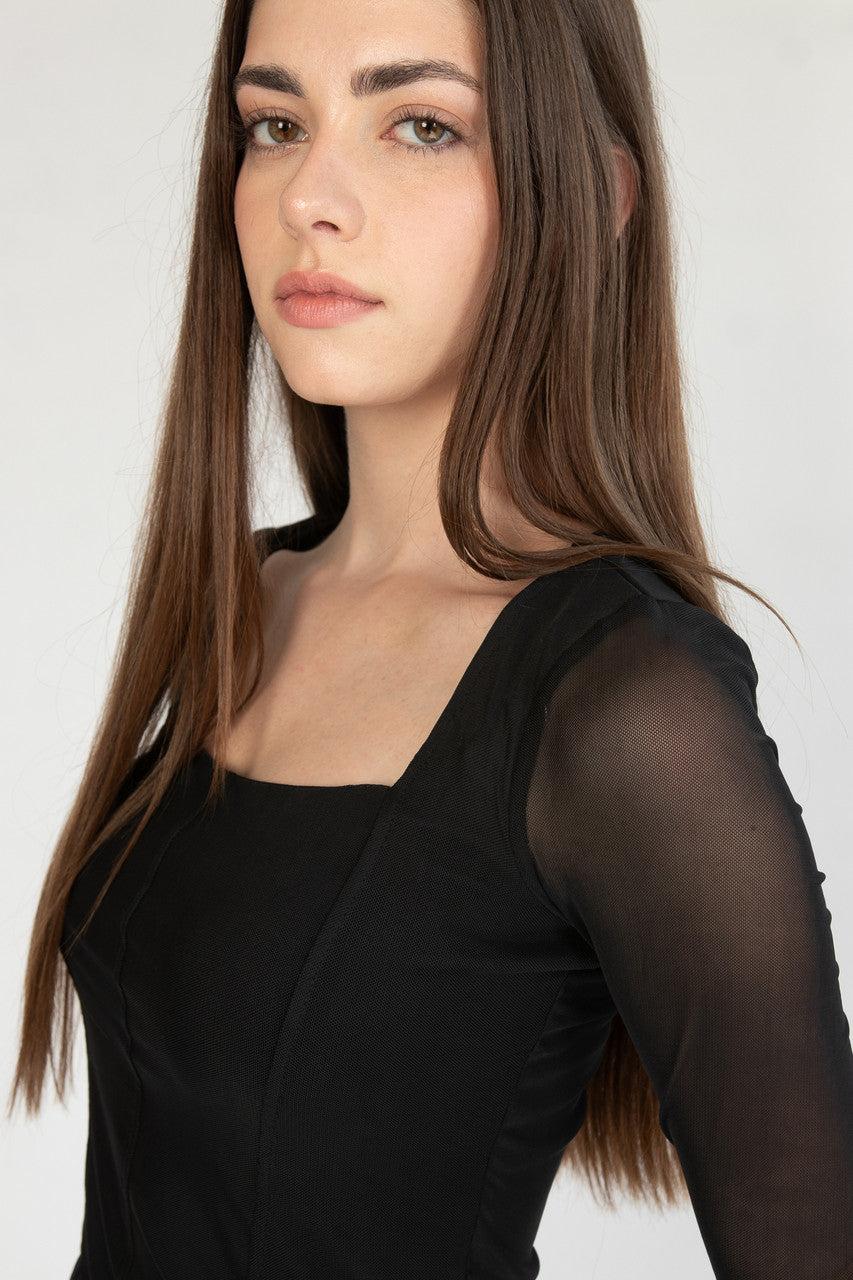 Soft Seam Long Sleeve Mesh Top Product Image