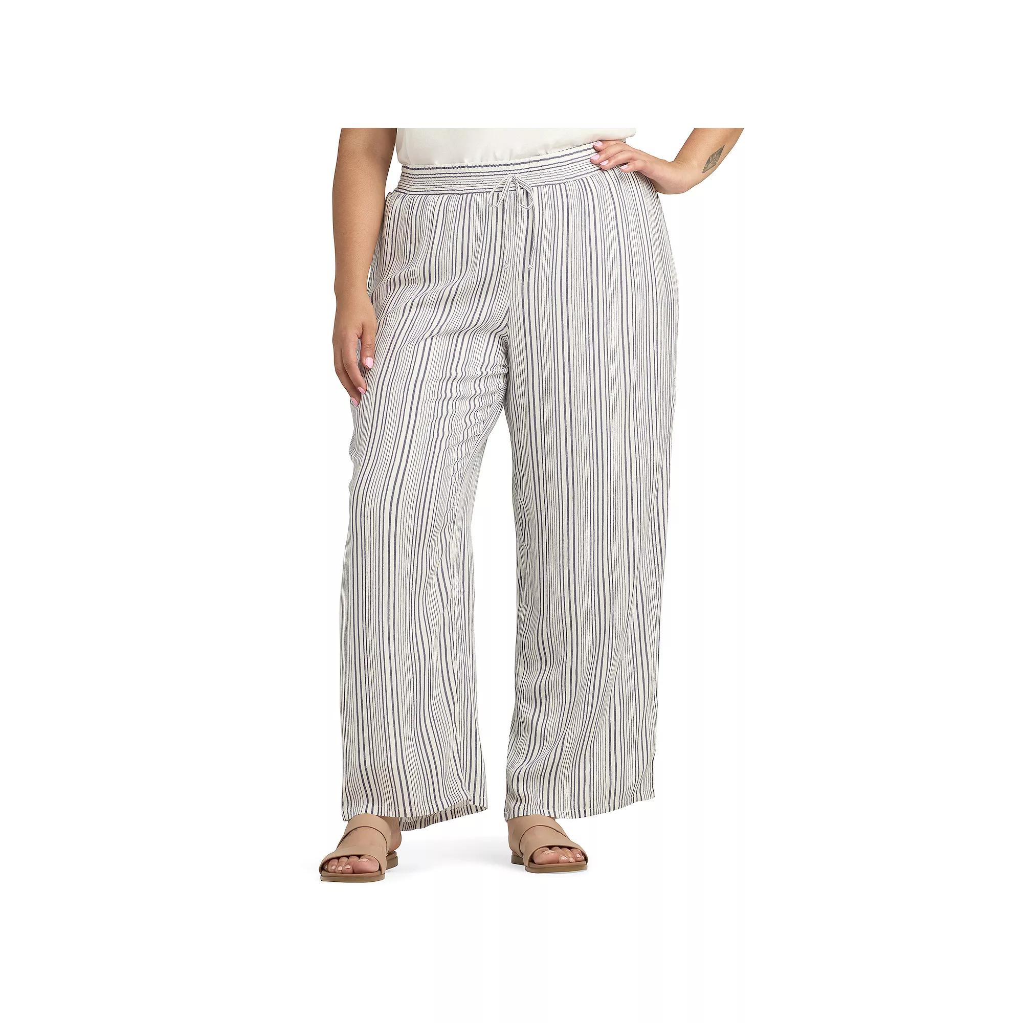 Plus Size AB Studio Pull On Elastic Waist Faux Tie Pants, Women's, Size: 4XL, Blue Stripe Product Image