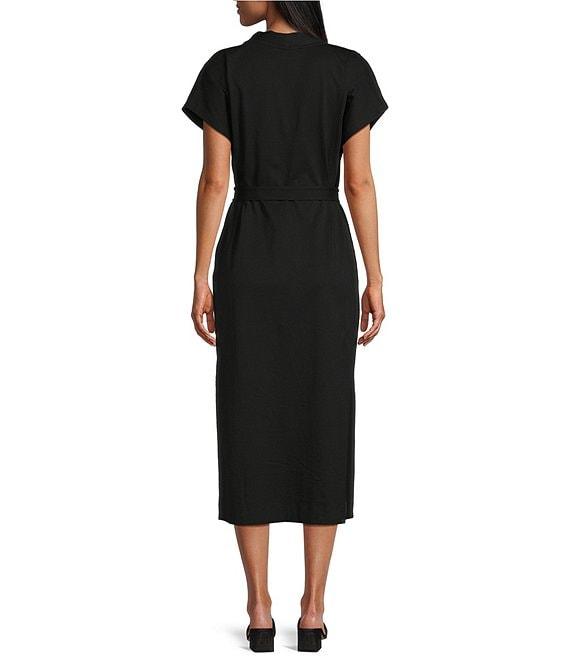 Tommy Bahama Islandscape Jersey V-Neck Short Sleeve Self-Belted Midi Dress Product Image
