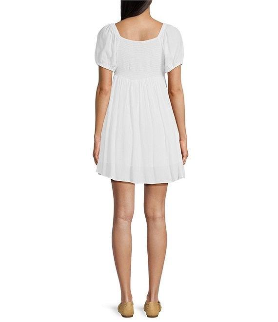 Angie Scoop Neck Short Sleeve Tie Front Empire Waist Dress Product Image