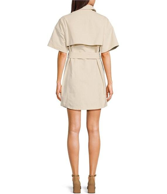 Le' AL.X Short Sleeve Snap Collar Belted Mini Shirt Dress Product Image