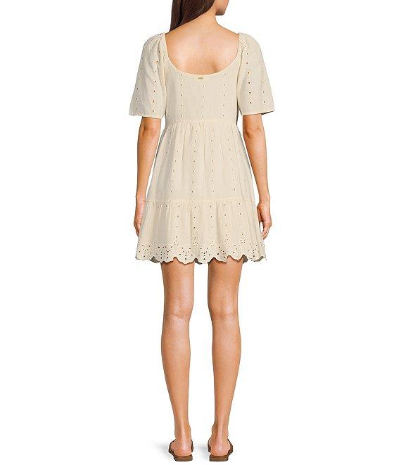Rip Curl San Carlos La Joya Short Sleeve Linen Blend Babydoll Mini Dress Product Image