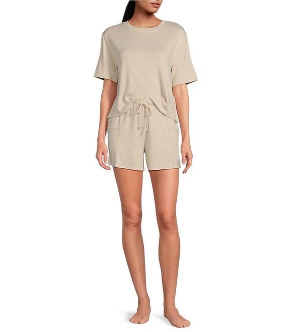 UGG Emaryld Peached Knit Short Sleeve Tee & Cargo Short Coordinating Lounge Set Product Image