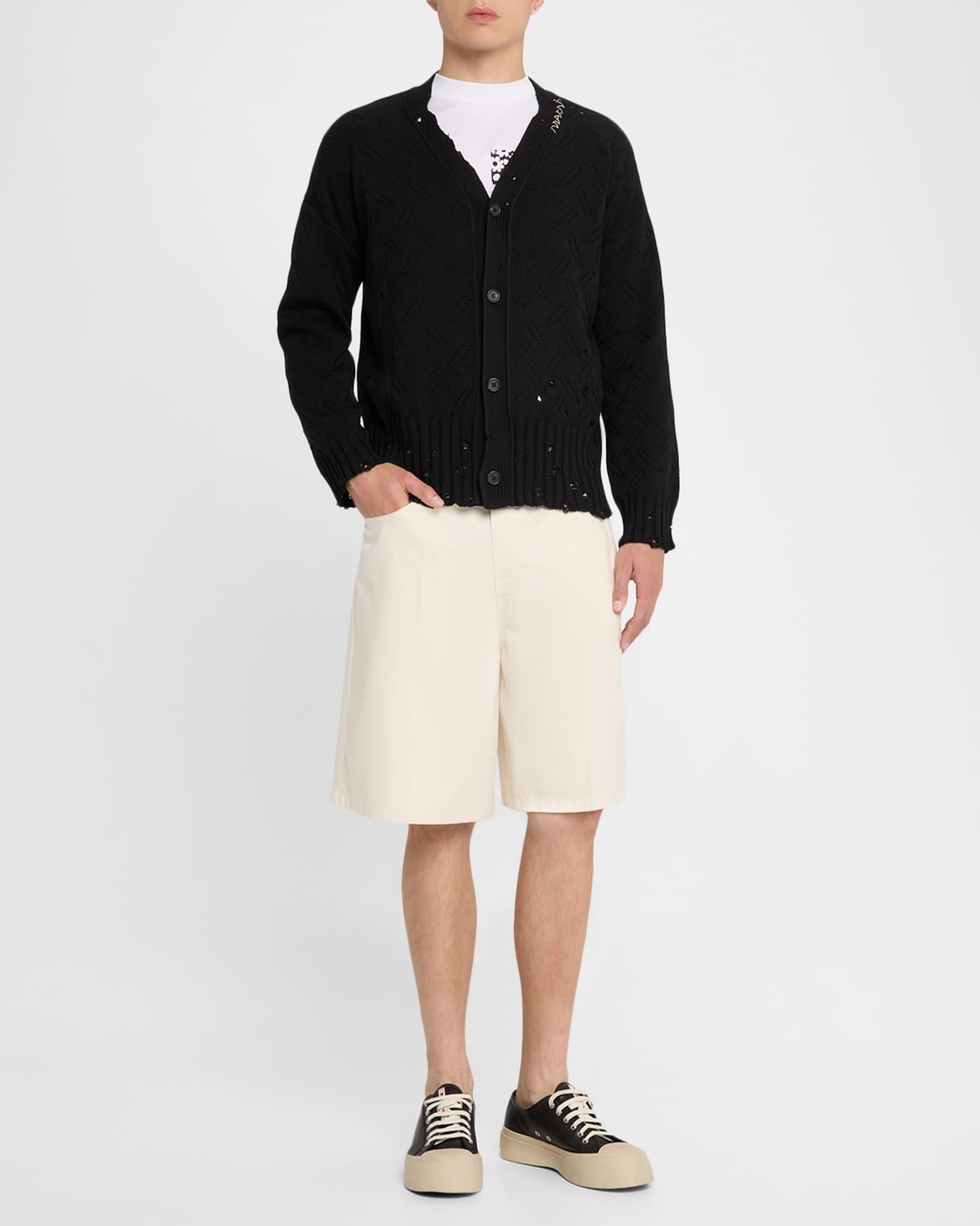 Mens Wide Leg Denim Bermuda Shorts Product Image