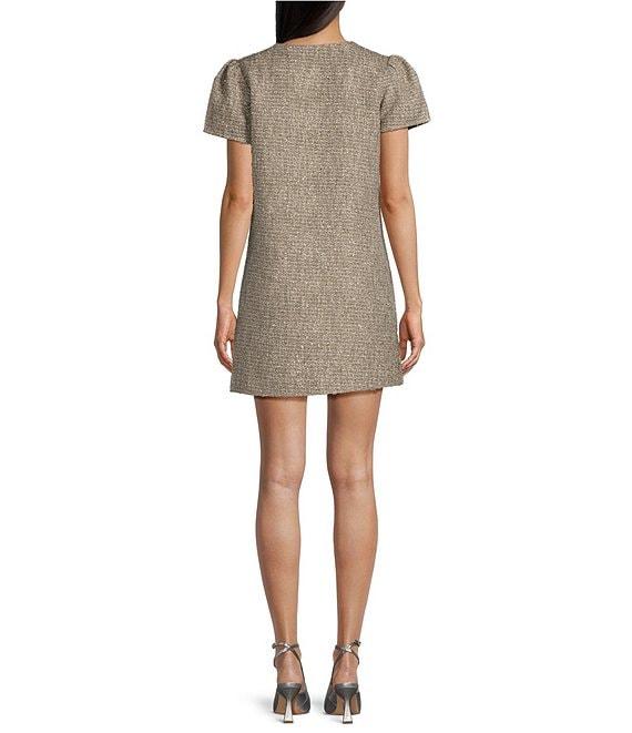 Abbey Glass Ellen Sparkle Tweed Round Neck Short Sleeve Mini A-Line Dress Product Image