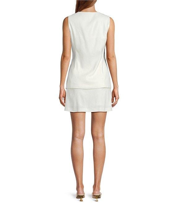 Antonio Melani Rhea Linen Blend Square Neck Sleeveless Faux Button Front Romper Product Image