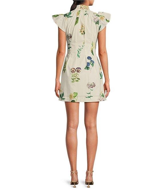 En Saison Ashley Floral Button Down Collar Neck Short Sleeve Mini Shirt Dress Product Image