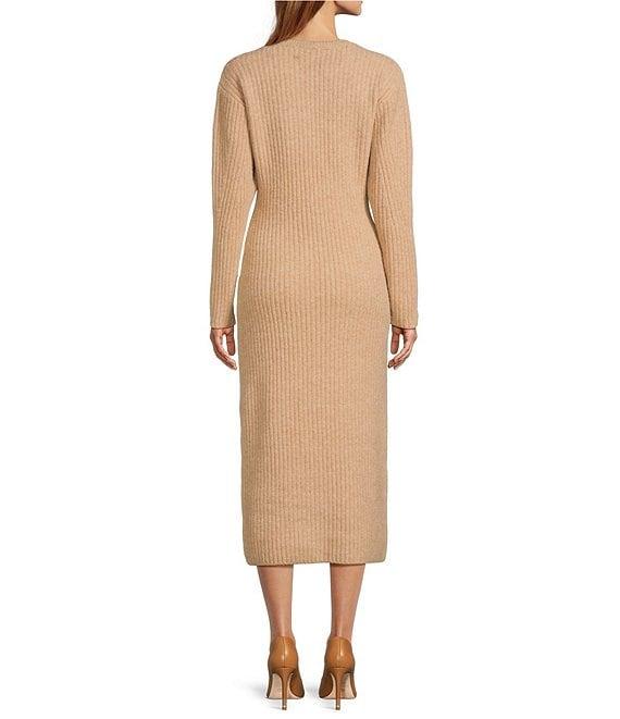 Antonio Melani Greer Wool Blend Knit Crew Neck Long Sleeve Midi Sheath Dress Product Image