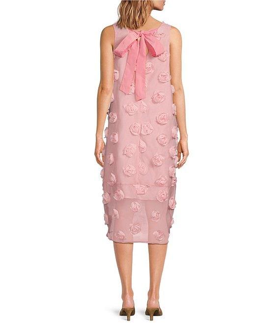COREY LYNN CALTER Esmerelda Organza 3D Embroidered V-neck Sleeveless Midi Dress Product Image