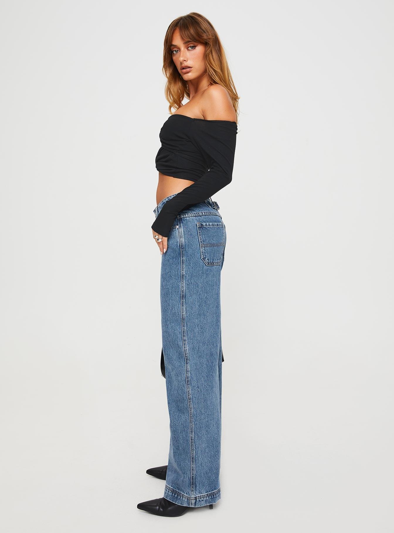 Jankins Low Rise Straight Leg Jeans Mid Wash Product Image