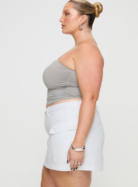 Zakai Cargo Denim Mini Skirt White Denim Curve Product Image