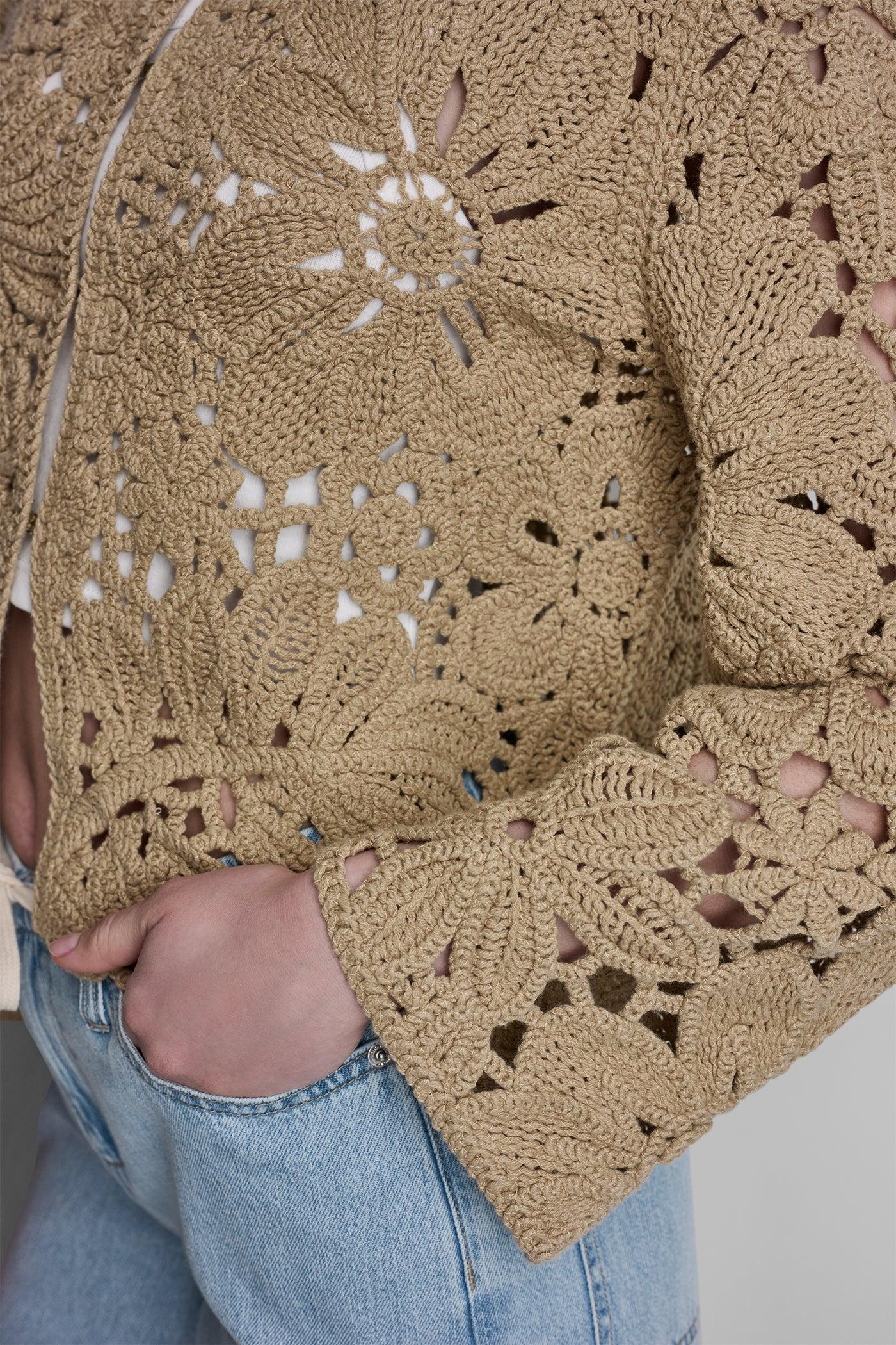 FLORAL CROCHET CARDIGAN WITH SCALLOP HEM Product Image