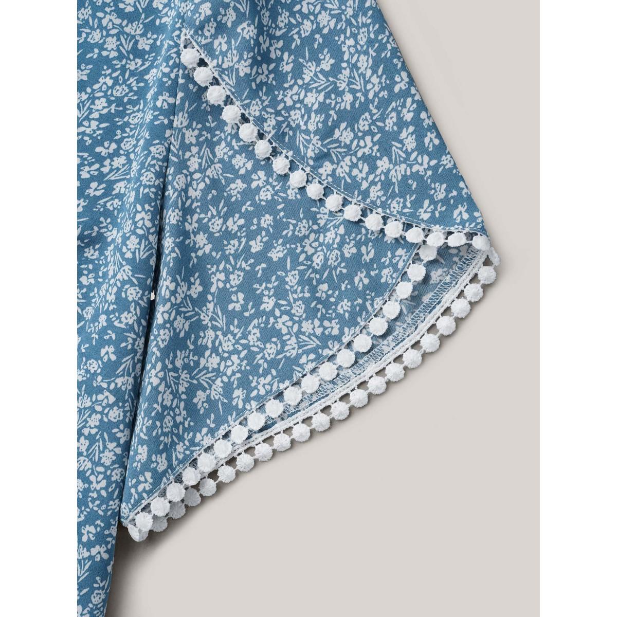 Plus Size Stone Petal Sleeve Floral Lace Spliced Shirt Women Romantic Short sleeve V-neck Elegant Blouses BloomChic 18-20/2X Product Image