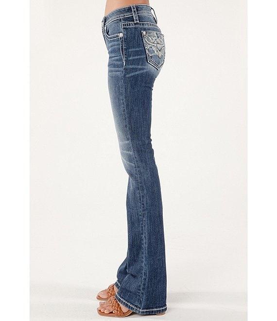 Miss Me Mid Rise Embroidered Longhorn Bootcut Jeans Product Image