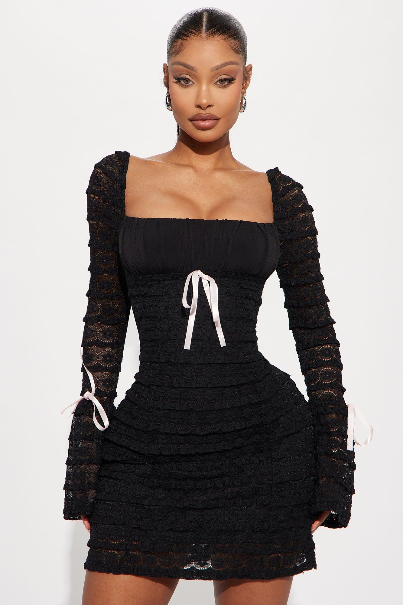 Espresso Lace Mini Dress - Black Product Image