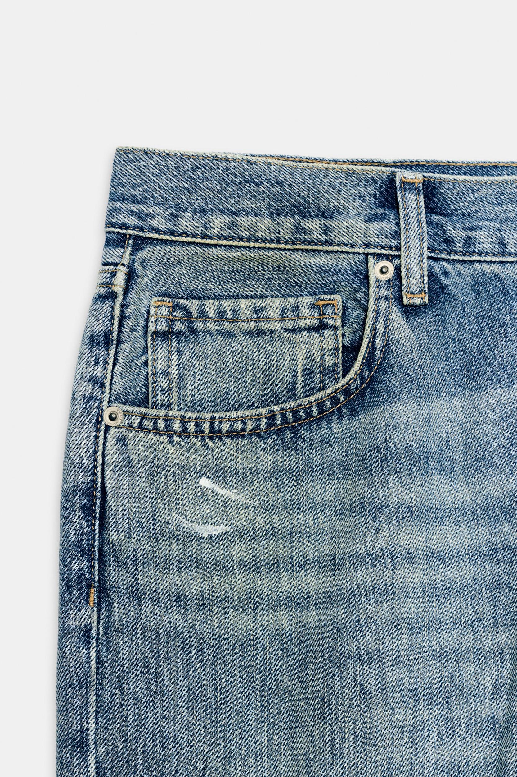 ZW COLLECTION MID-RISE RIPPED STRAIGHT LEG JEANS Product Image