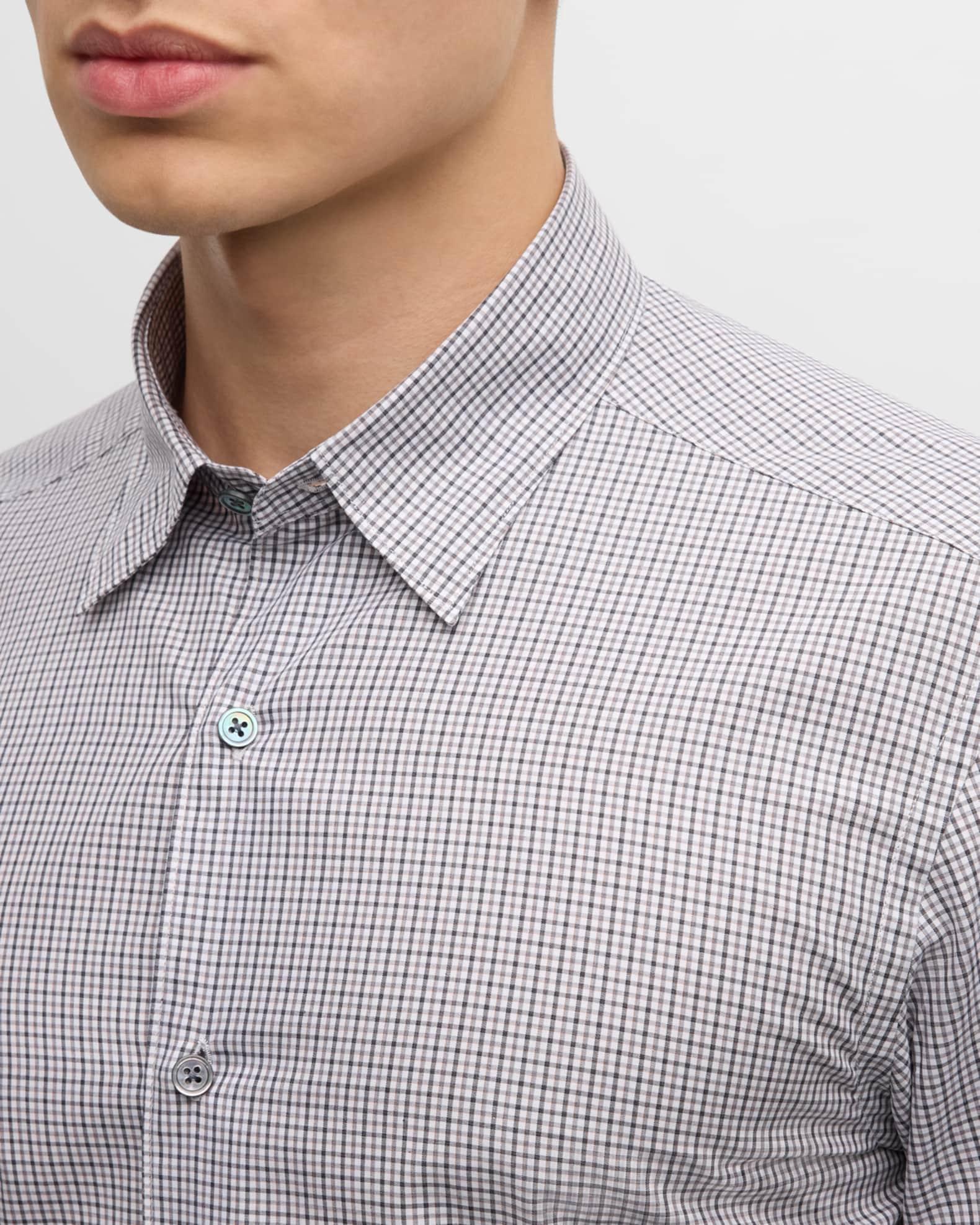 Men's Centoquaranta Micro-Check Cotton Sport Shirt Product Image