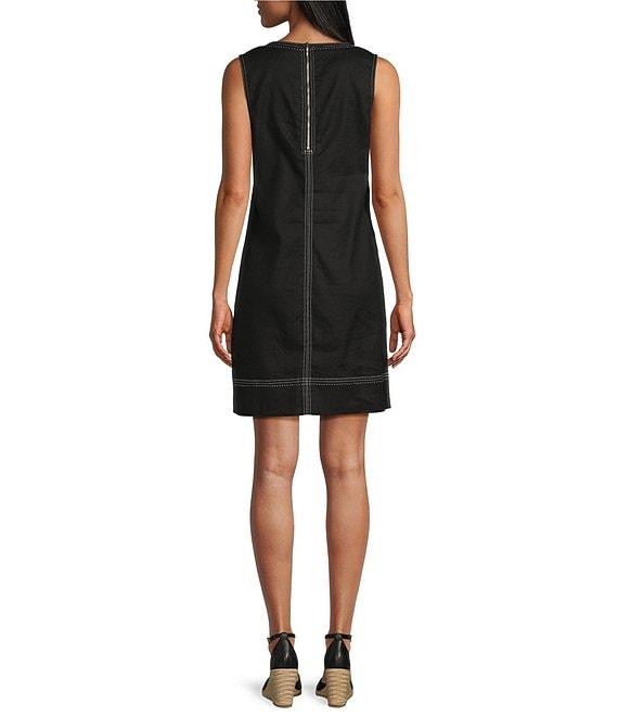 Tommy Bahama Palm-A-Dora Linen Blend Twill Split Neck Sheath Dress Product Image