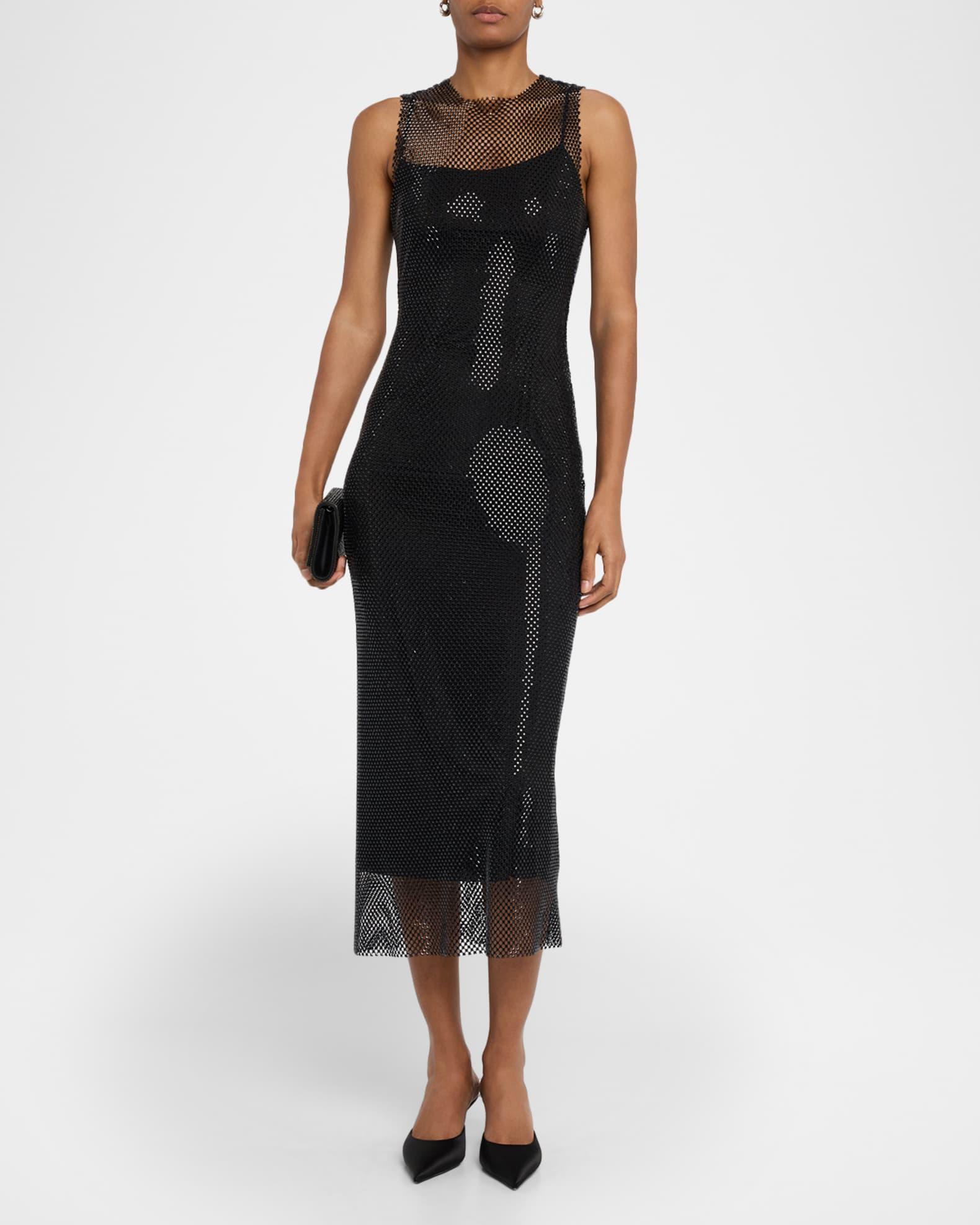 Rhinestone Mesh Midi Dress Product Image
